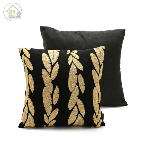 Suede Embroidered Wheat Cushion