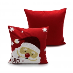 180GSM Poly-Cotton Santa Claus Embroideried Cushion