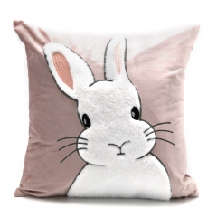 230gsm Velvet Patch Embroidered Rabbit Cushion