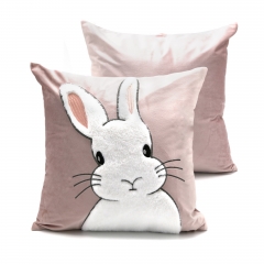 230gsm Velvet Patch Embroidered Rabbit Cushion