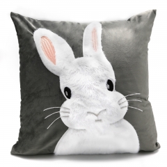 230gsm Velvet Patch Embroidered Rabbit Cushion