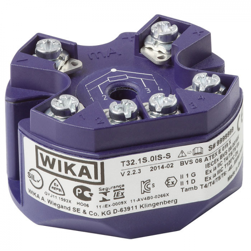WIKA T32.xS
数字式温度变送器
带HART®协议，顶部安装或轨道安装型