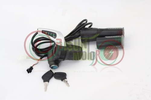 24V 36V 48V eBike Half-Bar Twist Throttle with Electric Lock Key Power Indicator