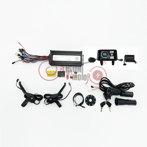 ebike Complete Control System 36V-52V 1500W-1800W 45A 3-mode Sine Wave Controller with UKC1 Color Display Throttle Brake Lever PAS