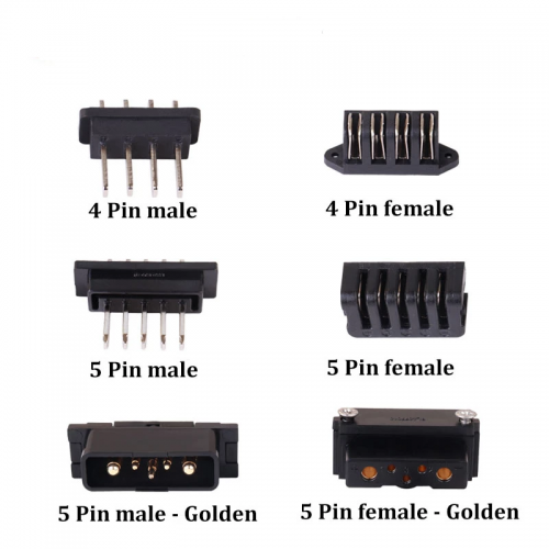 Hailong Ebike Battery Power discharge connector 4pins 5pins 5pins-gold Male or Female Battery Base Plate Mouted Parts plug Replacement