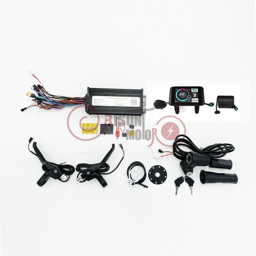 ebike Complete Control System 60V-72V 1500W-3000W 45A 3-mode Sine Wave Controller with UKC1 Color Display Throttle Brake Lever PAS
