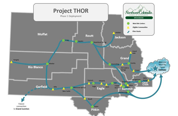 Project THOR Phase 1 deployment map. Northwest Colorado Council of Governments