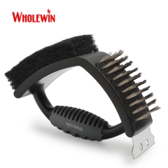 BBQ Brush Stainless Steel 3-In-1 Grill Cleaning Brush Dual BBQ Brush with Scraper for BBQ