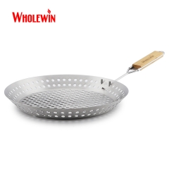 Hot sell stainless steel bbq grill pans BBQ baking pans barbecue grill basket with long handle