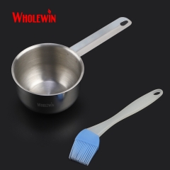 Hight quality Stainless Steel Sauce Oil Basting Bowl Silicone Brush for Grill BBQ Accessories