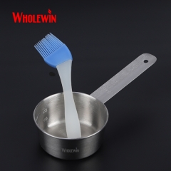 2 PCS Set BBQ Stainless Steel Sauce Oil Basting Bowl Silicone Brush for Grill BBQ Accessories