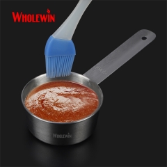 2 PCS Set BBQ Stainless Steel Sauce Oil Basting Bowl Silicone Brush for Grill BBQ Accessories