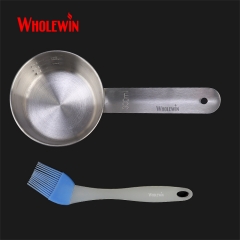 2 PCS Set BBQ Stainless Steel Sauce Oil Basting Bowl Silicone Brush for Grill BBQ Accessories