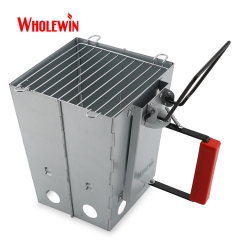 Portable Multifunction Galvanized Steel BBQ Charcoal Chimney Fire Starter folding charcoal starter with Heat Resistant Handle