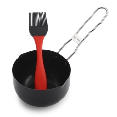 2 PC Set BBQ Sauce Oil Basting Bowl Silicone Brush for Grill BBQ Accessories BBQ GRILL 2 PC Sauce Set