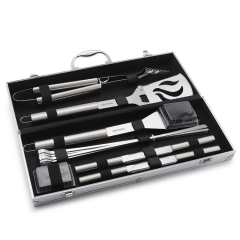 High quality aluminum case 14pcs stainless steel bbq tools set