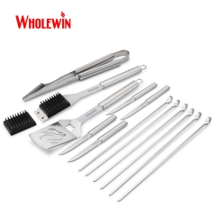 High quality aluminum case 14pcs stainless steel bbq tools set
