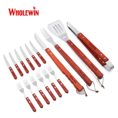 BBQ Wooden Handle Tool Aluminium Kit Set