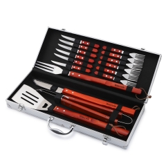 BBQ Wooden Handle Tool Aluminium Kit Set