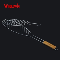 BBQ Bamboo Handle Fish Holder