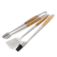 Wooden Handle BBQ Tools 3 PC