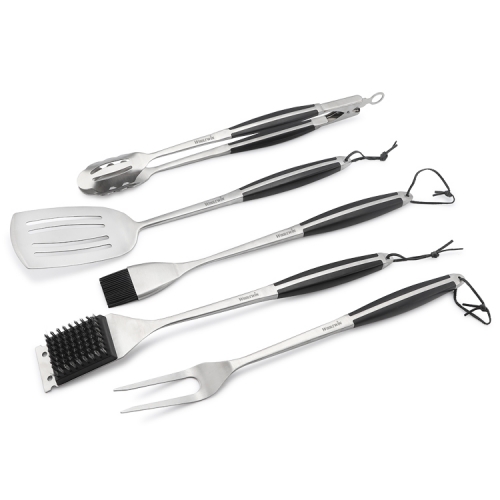 Extra Long Set of 5 BBQ Tools Stainless Steel Forged