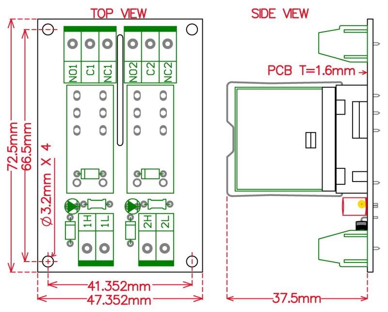 ELECTRONICS-SALON DIN Rail Mount AC/DC 24V Control 2 SPDT 16Amp Pluggable Power Relay Module.