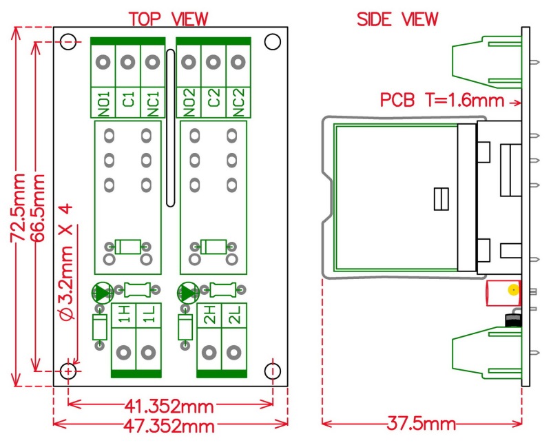 ELECTRONICS-SALON DIN Rail Mount AC/DC 12V control 2 SPDT 16Amp Pluggable Power Relay Module.