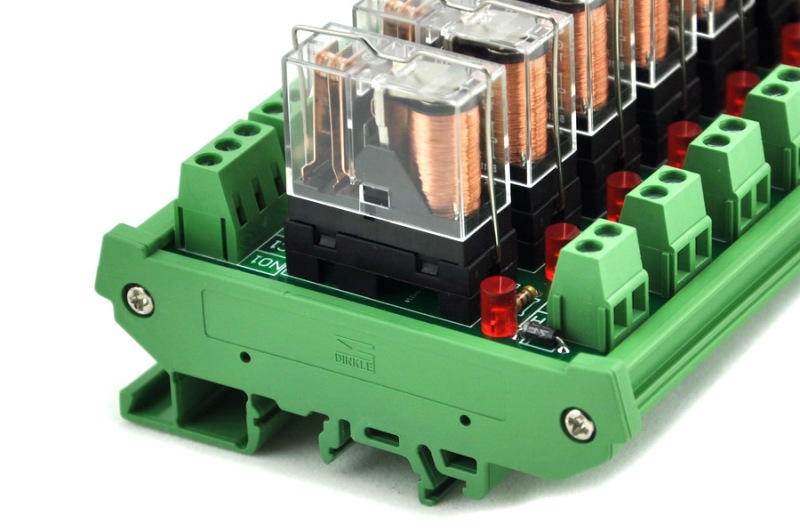 ELECTRONICS-SALON DIN Rail Mount AC/DC 24V Control 8 SPDT 16Amp Pluggable Power Relay Module.