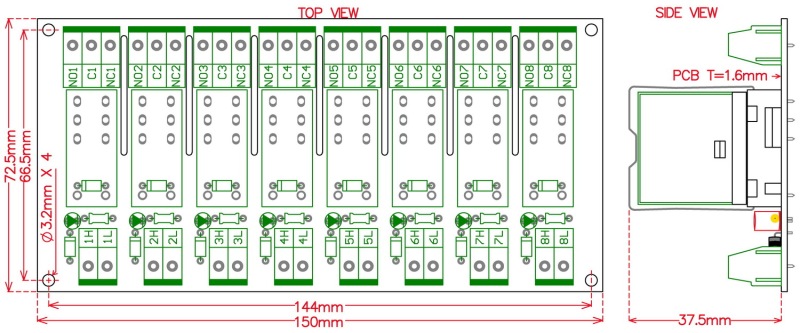 ELECTRONICS-SALON DIN Rail Mount AC/DC 24V Control 8 SPDT 16Amp Pluggable Power Relay Module.