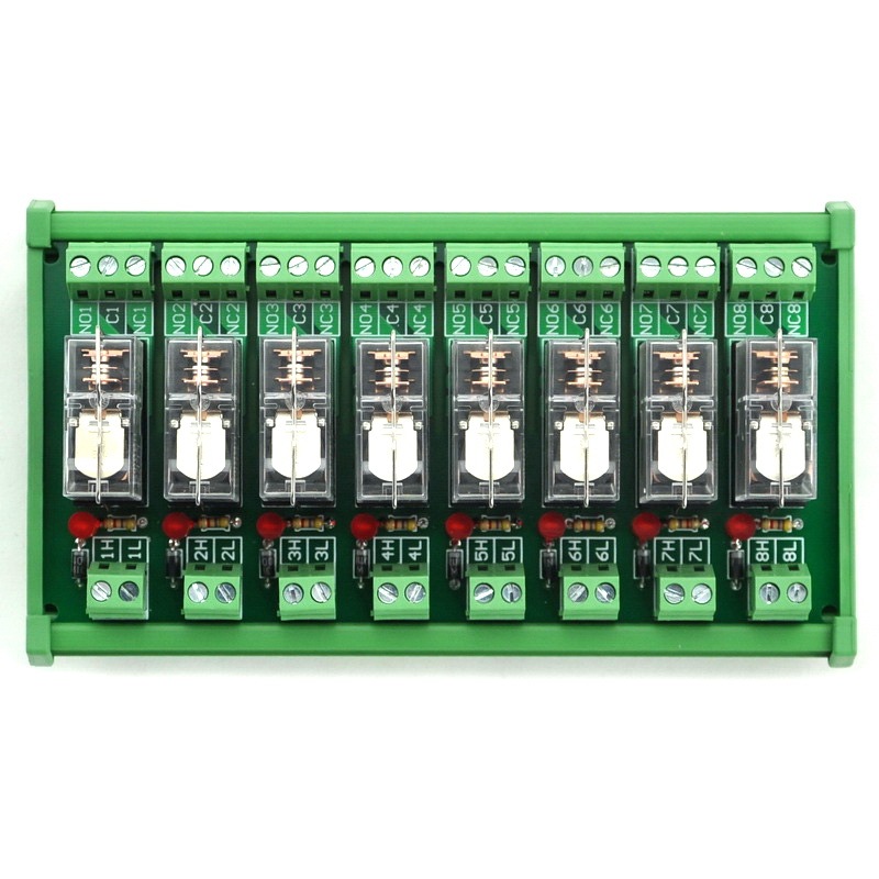 ELECTRONICS-SALON DIN Rail Mount AC/DC 24V Control 8 SPDT 16Amp Pluggable Power Relay Module.