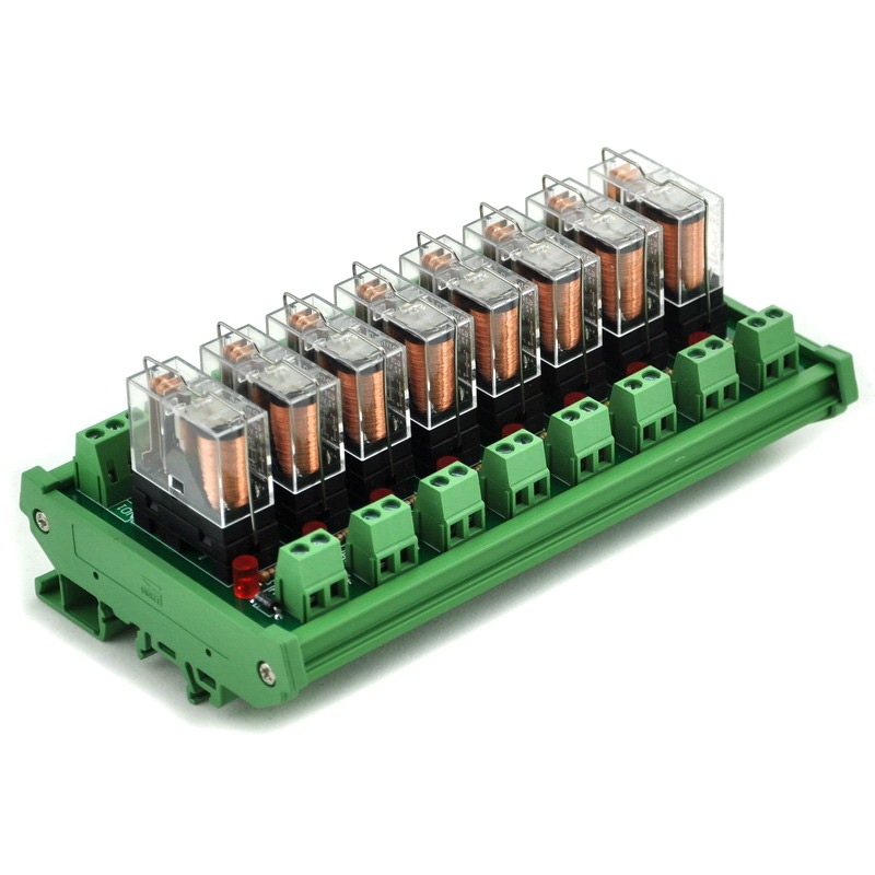 ELECTRONICS-SALON DIN Rail Mount AC/DC 12V Control 8 SPDT 16Amp Pluggable Power Relay Module.