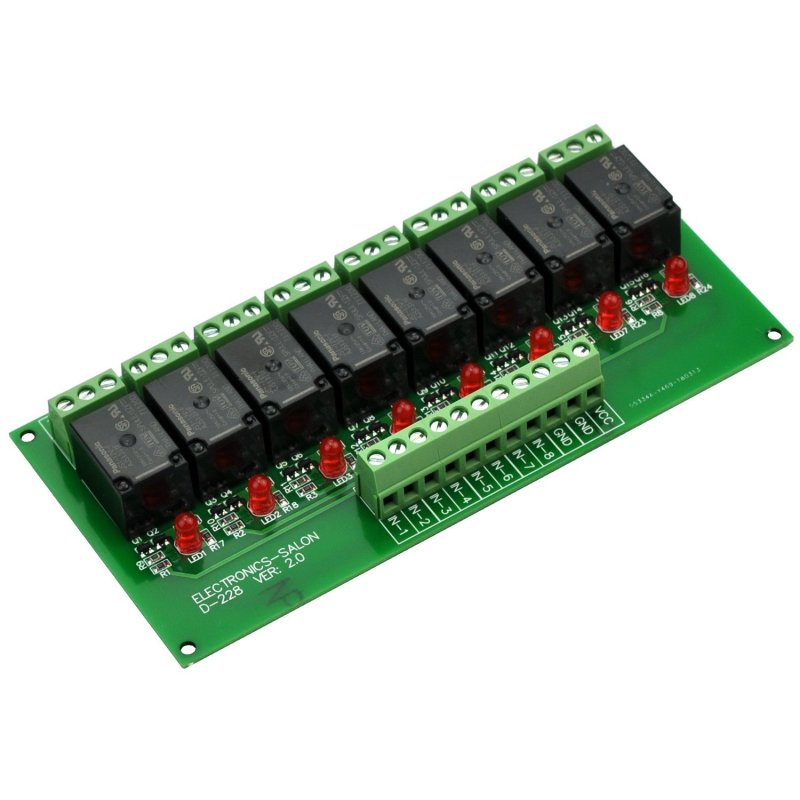 ELECTRONICS-SALON 8 Channel 10Amp SPDT Power Relay Module Board (Operating Voltage: DC 12V)