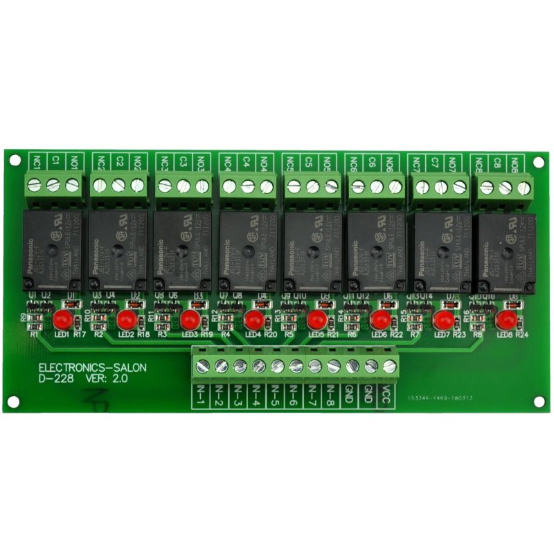 ELECTRONICS-SALON 8 Channel 10Amp SPDT Power Relay Module Board (Operating Voltage: DC 12V)