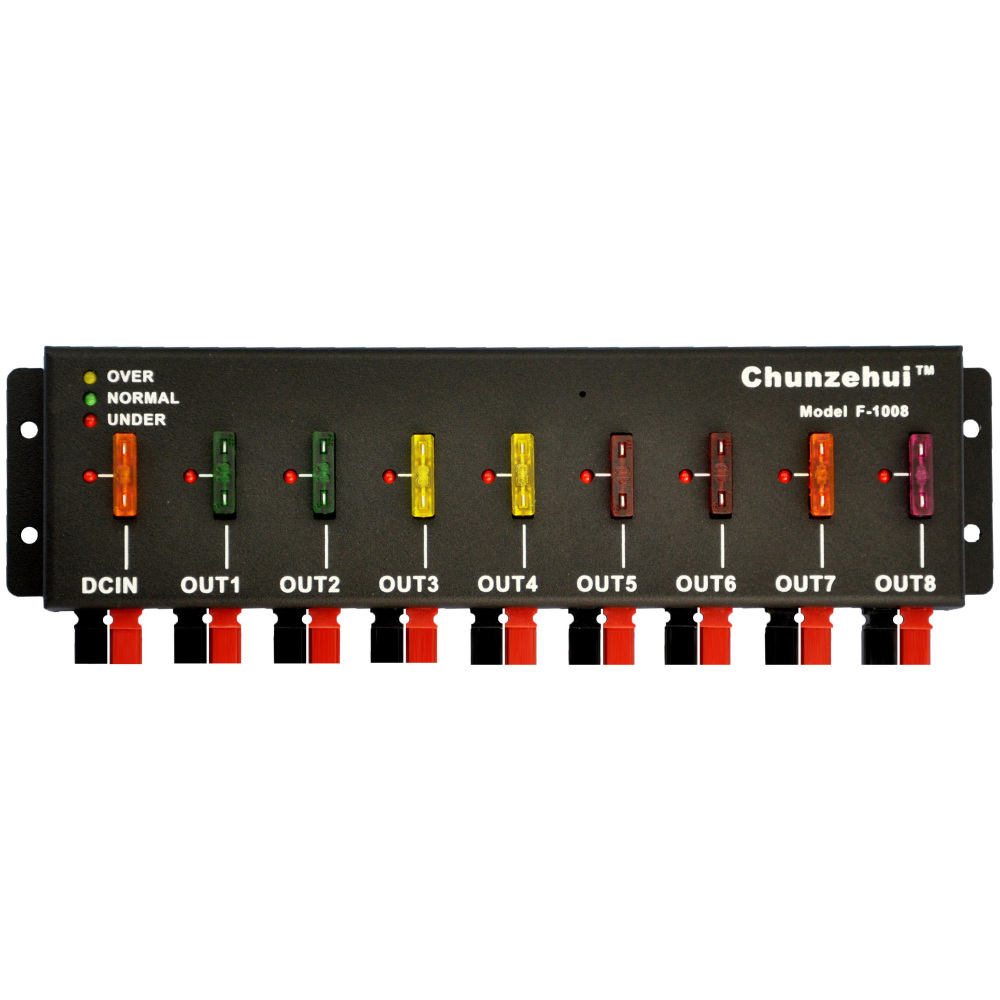 Chunzehui F-1008 Horizontal 9 Port 40A Anderson Powerpole Connector Power Splitter Distributor Source Strip, 1 Input and 8 Output.
