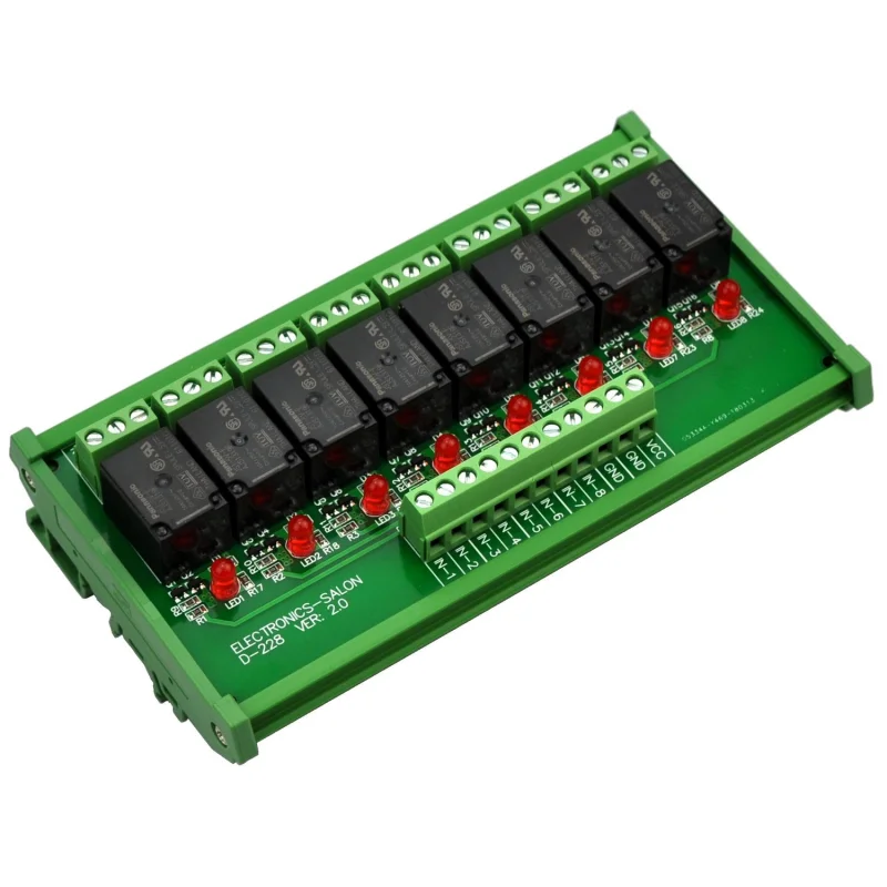 ELECTRONICS-SALON DIN Rail Mount 8 SPDT Power Relay Interface Module. (Operating Voltage: DC 5V)