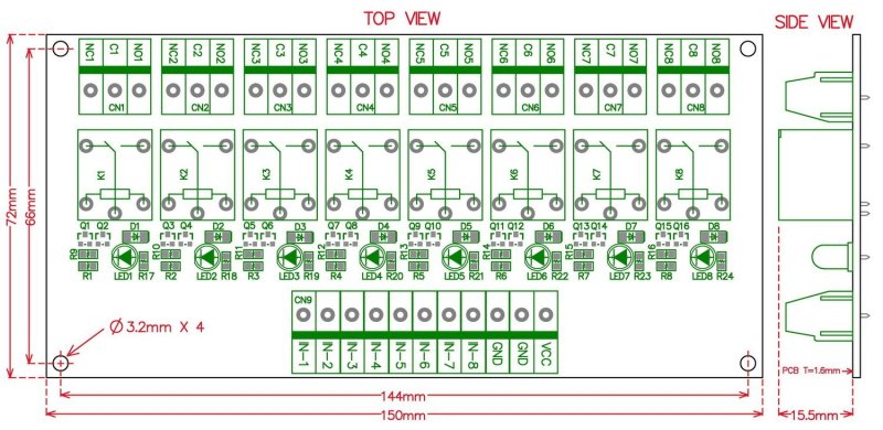 ELECTRONICS-SALON 8 Channel 10Amp SPDT Power Relay Module Board (Operating Voltage: DC 24V)