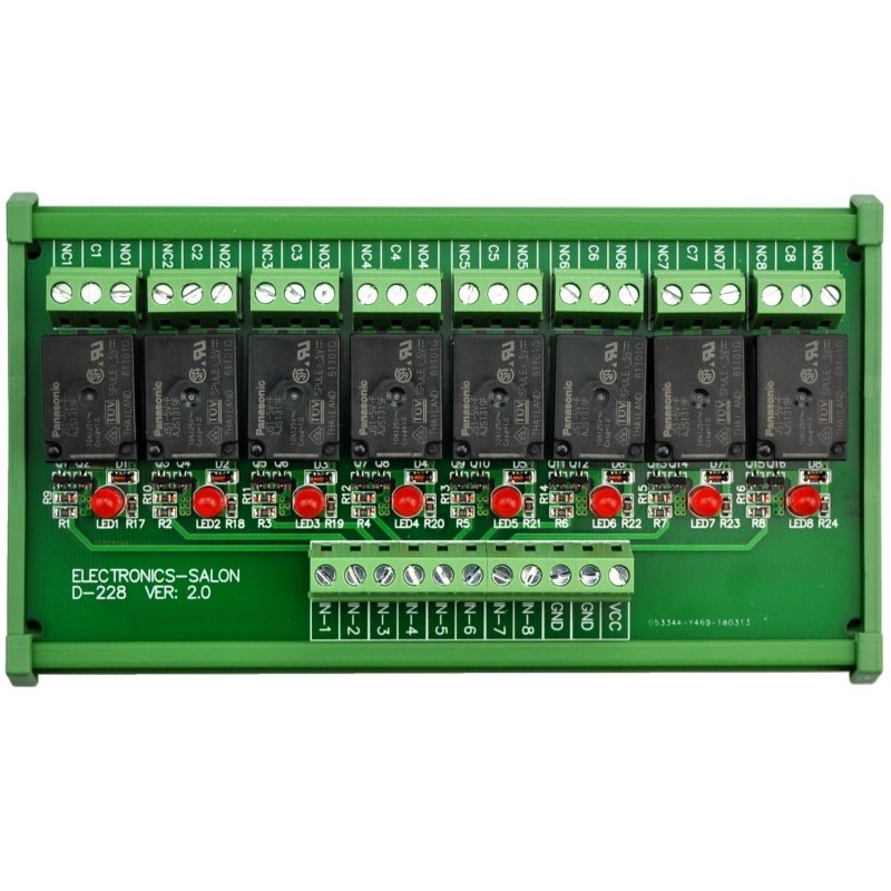 ELECTRONICS-SALON DIN Rail Mount 8 SPDT Power Relay Interface Module. (Operating Voltage: DC 5V)