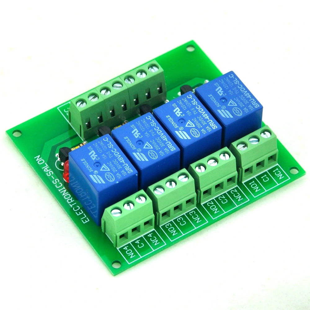 Spdt Relay Arduino ELECTRONICS-SALON Four(4) SPDT 10Amp Power Relay Module, DC48V Version ...