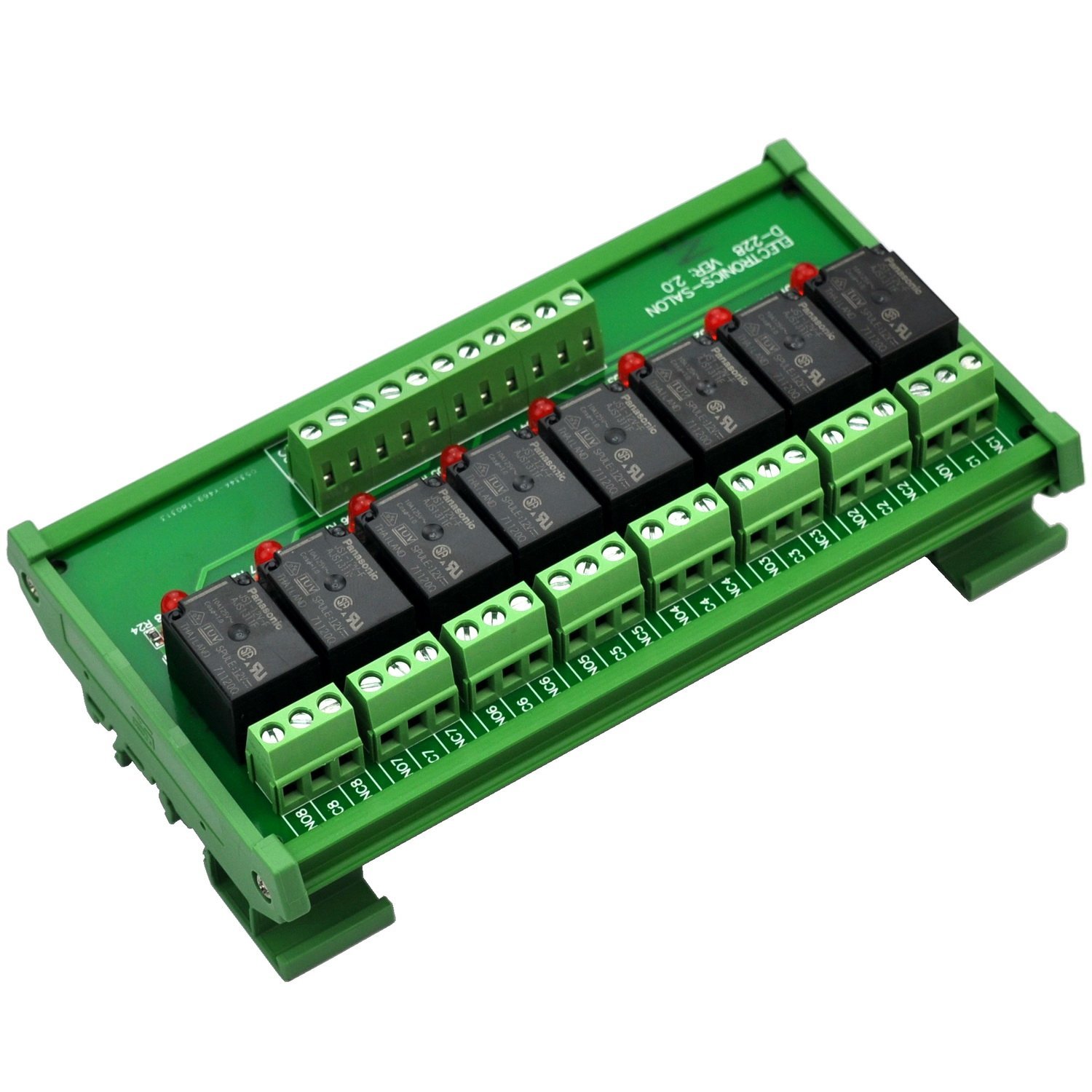 ELECTRONICS-SALON DIN Rail Mount 8 SPDT Power Relay Interface Module ...