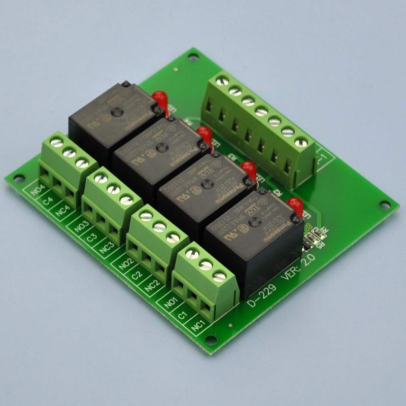 ELECTRONICS-SALON 4 SPDT 10Amp Power Relay Module, DC 12V Version.