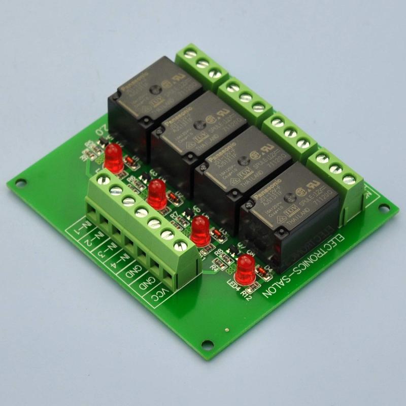 ELECTRONICS-SALON 4 SPDT 10Amp Power Relay Module, DC 12V Version.