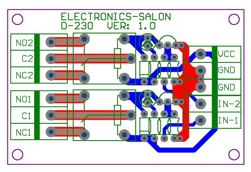 ELECTRONICS-SALON Two SPDT Power Relay Module, DC 48V Coil, 10A 250VAC/30VDC, Board.