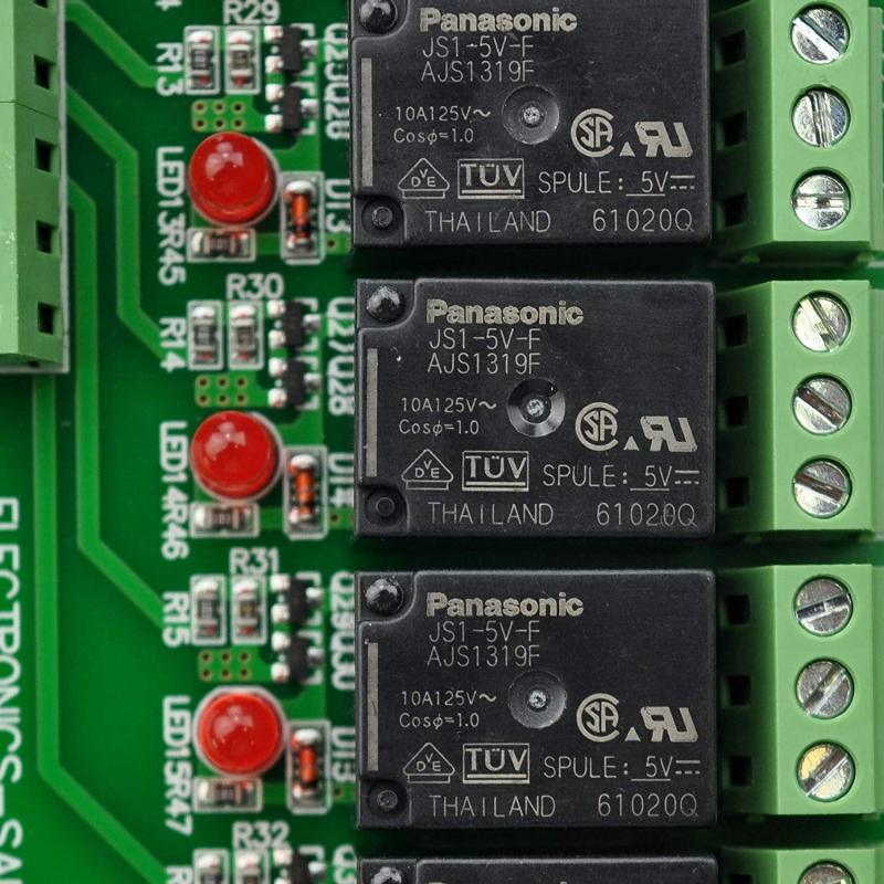 ELECTRONICS-SALON DIN Rail Mount 16 SPDT 10Amp Power Relay Interface Module, DC 5V Version.