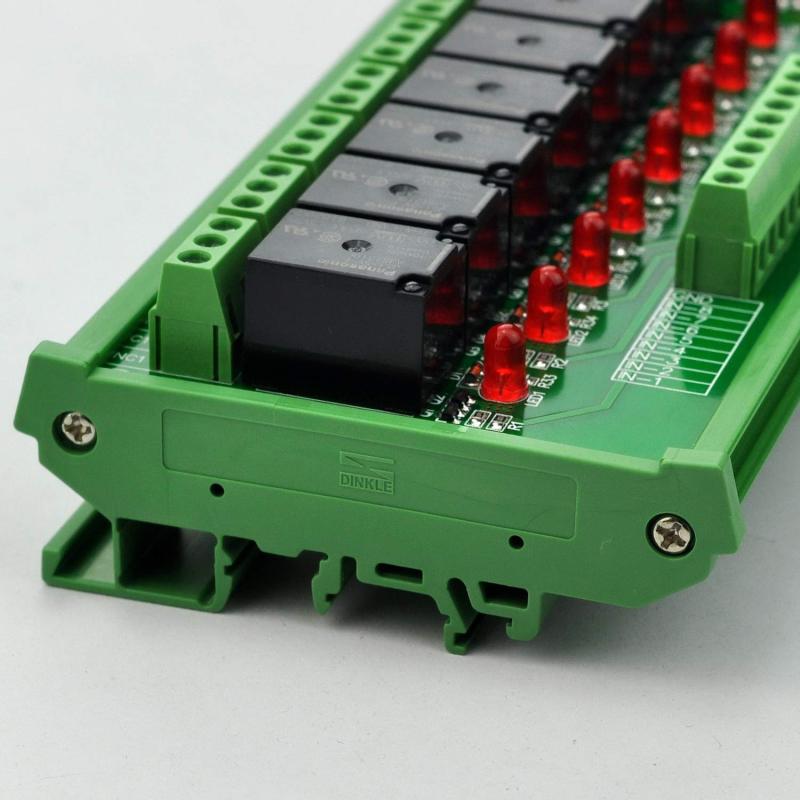 ELECTRONICS-SALON DIN Rail Mount 16 SPDT 10Amp Power Relay Interface Module, DC 5V Version.