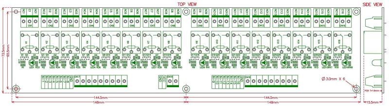 ELECTRONICS-SALON DIN Rail Mount 16 SPDT 10Amp Power Relay Interface Module, DC 5V Version.