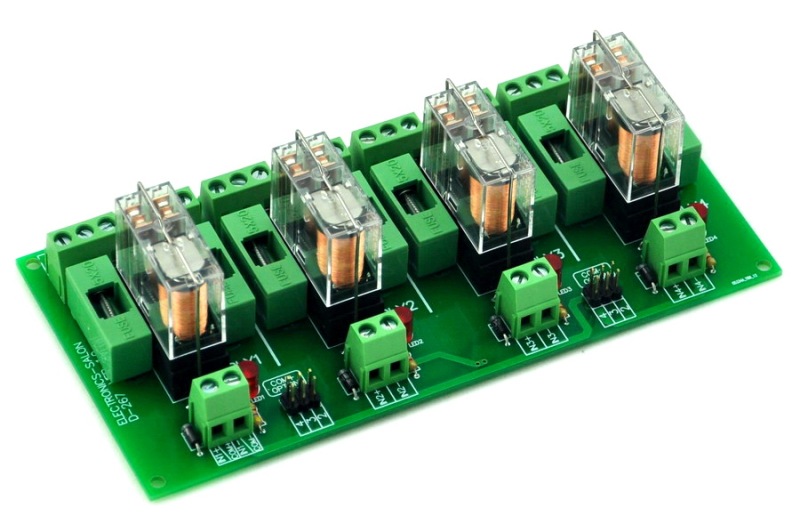ELECTRONICS-SALON Fused 4 DPDT 5A Power Relay Interface Module, G2R-2 24V DC Relay