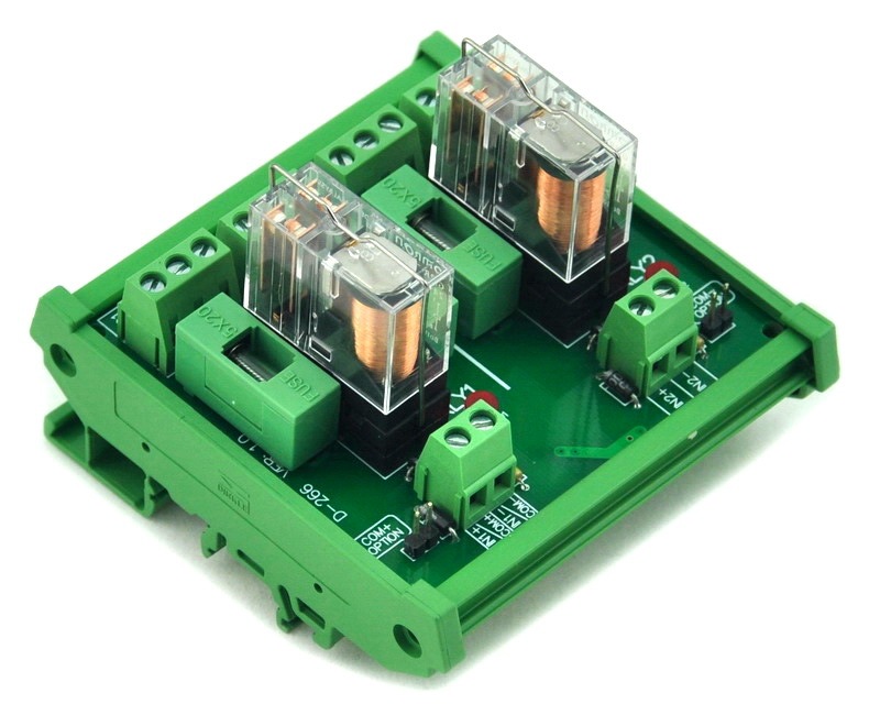 ELECTRONICS-SALON DIN Rail Mount Fused 2 DPDT 5A Power Relay Interface Module, G2R-2 5V DC Relay