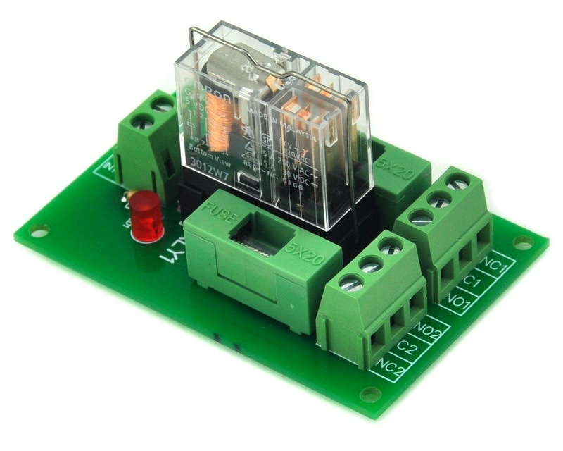 ELECTRONICS-SALON Fused DPDT 5A Power Relay Interface Module, G2R-2 12V DC Relay.