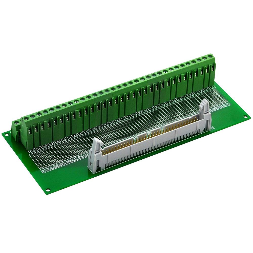 CZH-LABS IDC-64 Male Header Connector Breakout Board Module, IDC Pitch 0.1", Terminal Block Pitch 0.2"